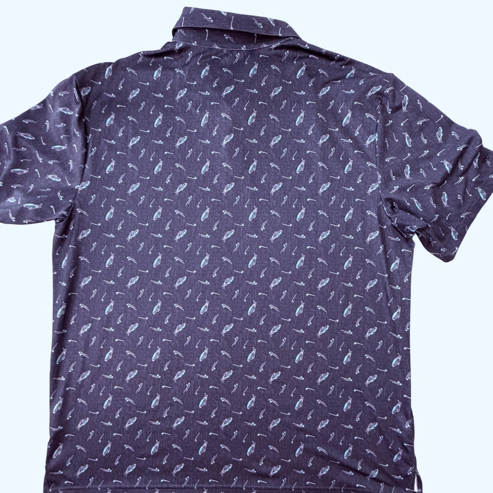 Ben Hogan Mens XL Performance Golf Polo Shirt Navy Blue Golf Bag Print WT5235 - Picture 6 of 8